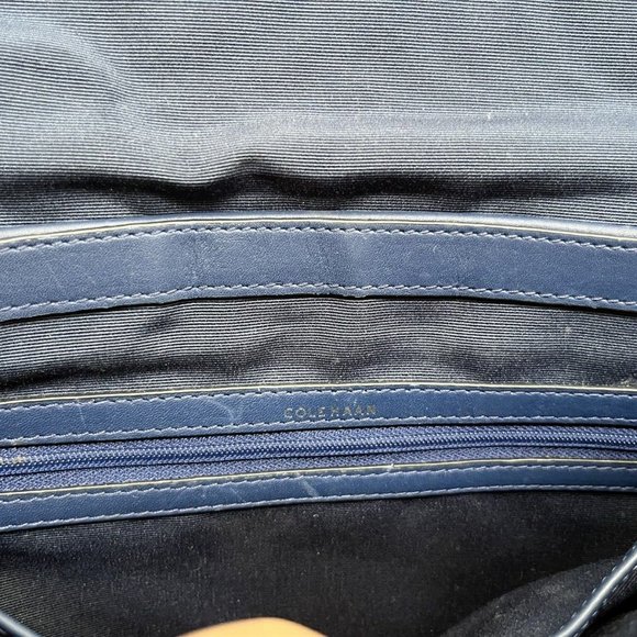 Cole Haan Ziva Woven Blue White Fringe Shoulder Bag Purse - Picture 9 of 10